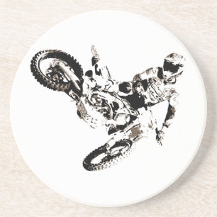 Dessous De Verre En Grès Pop Art Motocross Motorcyle Sport