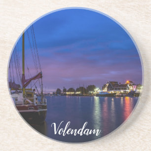 Dessous De Verre En Grès Port de Volendam illuminé la nuit