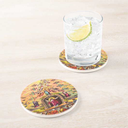 Dessous De Verre En Grès Porte du Ciel Jésus embrassé par les anges (Côté)