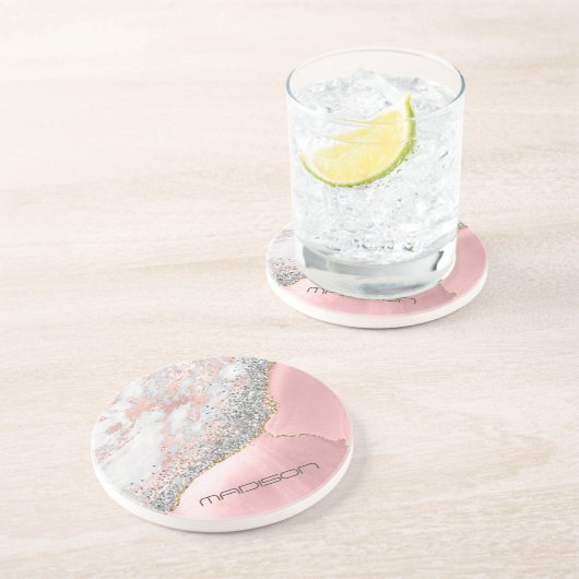 Dessous De Verre En Grès Porte en marbre rose (Côté)