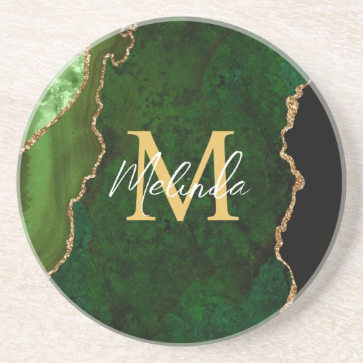 Dessous De Verre En Grès Porte en marbre vert et or (Devant)