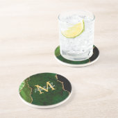 Dessous De Verre En Grès Porte en marbre vert et or (Côté)