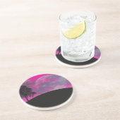 Dessous De Verre En Grès Porte-gobelet en grès abstrait Lune cramoisie (Côté)