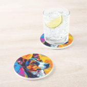 Dessous De Verre En Grès Portrait abstrait de chien Basenji (Côté)