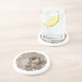 Dessous De Verre En Grès Portrait de Pékinois sépia (Côté)