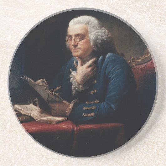 Dessous De Verre En Grès Portrait de pouce, Benjamin Franklin Père fondateu (Devant)