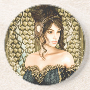 Dessous De Verre En Grès Portrait de Princesse de Conte de Fées Enchanté