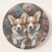 Dessous De Verre En Grès Portraits de races de chiens de fleurs 5 (Devant)