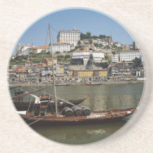 Dessous De Verre En Grès Portugal, Porto, Bateau avec tonneaux de vin