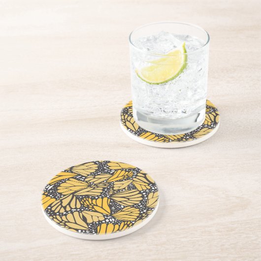 Dessous De Verre En Grès Posavaso estampado mariposa monarca (Côté)