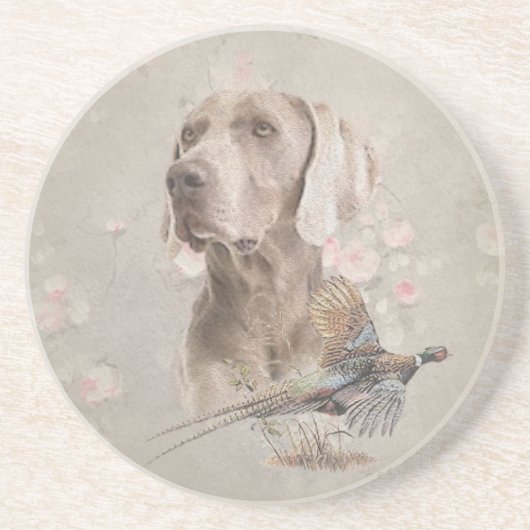 Dessous De Verre En Grès Poster Weimaraner Tapestry Bouton d'impression acr (Devant)