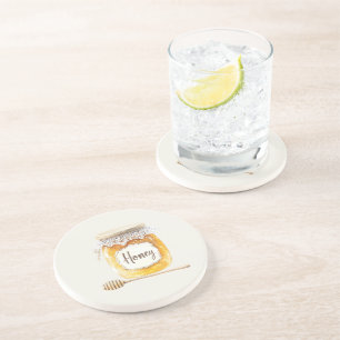 Dessous De Verre En Grès Pot de miel doré crème Nourriture Cuisine