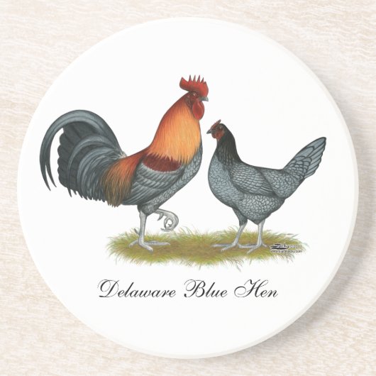 Dessous De Verre En Grès Poule bleue du Delaware (Devant)