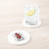 Dessous De Verre En Grès Poulet avec bandeau de bandana et lunettes mignonn (Côté)