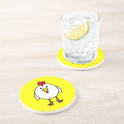 Dessous De Verre En Grès Poulet heureux mignon (Côté)