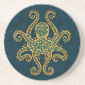Dessous De Verre En Grès Poulpe bleu d'or complexe (Devant)