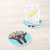 Dessous De Verre En Grès Poupées de gâteau Mariage gay (Côté)