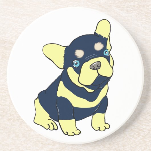 Dessous de verre en grès pour chiot bouledogue fra (Devant)