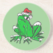 Dessous De Verre En Grès Poussière de dessin de père Noël Frog. DESSOUS DE (Devant)