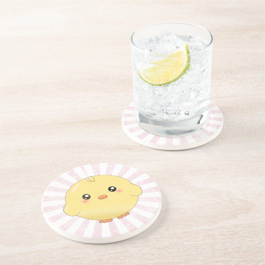 Dessous De Verre En Grès Poussin jaune mignon (Côté)