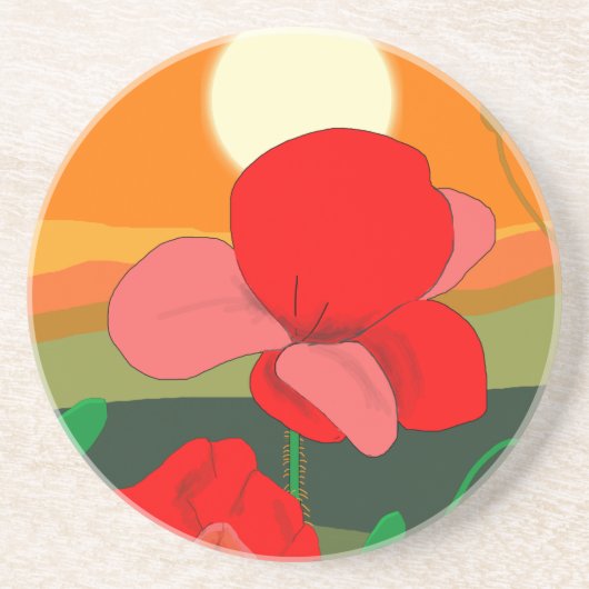 Dessous De Verre En Grès pré au coucher du soleil (Devant)