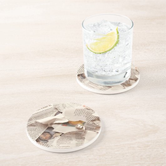 Dessous De Verre En Grès Premier journal Mariage (Côté)