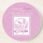 Dessous De Verre En Grès Première communion de la fille, rose (Devant)