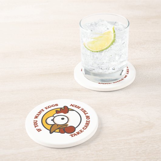 Dessous De Verre En Grès Prenez soin de la poule 1 (Côté)