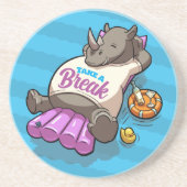 Dessous De Verre En Grès Prenez Une Pause Drôle Drôle Rhino Relaxant Cartoo (Devant)