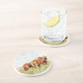 Dessous De Verre En Grès Prêt Pour Le Travail, Deux Chevaux De Brouillon (Côté)