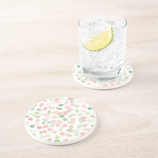 Dessous De Verre En Grès Pretty Blush Pink Mint Flower Petals   (Côté)