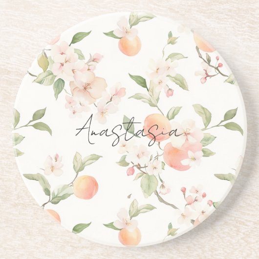 Dessous De Verre En Grès Pretty Peaches Floral (Devant)