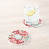Dessous De Verre En Grès Pretty Retro Flower Chintz Peonies (Côté)