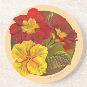 Dessous De Verre En Grès Primula primrose art peinture de fleurs de printem