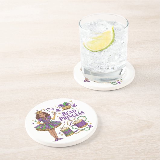 Dessous De Verre En Grès Princesse de Perles - Mardi Gras (Côté)