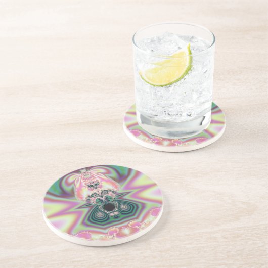 Dessous De Verre En Grès Princesse rose Abstraite (Côté)