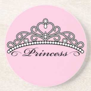 Dessous De Verre En Grès Princesse Tiara Coaster (arrière - plan rose)