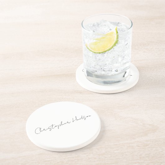 Dessous De Verre En Grès Professionnel Blanc Plat Créatif Chic Calligraphie (Côté)