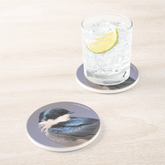 Dessous De Verre En Grès Profil éclairé d'un oiseau chanteur d'hirondelle d (Côté)