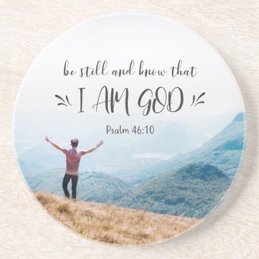 Dessous De Verre En Grès Psalm 46:10 Be Still and Know That I Am GOD Bible (Devant)