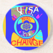 Dessous De Verre En Grès Psychedelic Groove : Pop Art Énergie Abstraite (Devant)