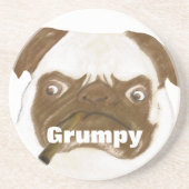 Dessous De Verre En Grès Puggy Grumpy personnalisée avec Cigar (Devant)
