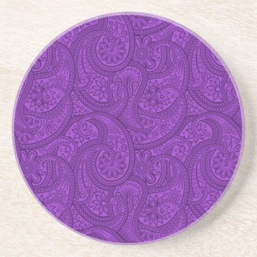 Dessous De Verre En Grès Purple Paisley (Devant)