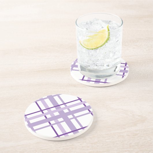 Dessous De Verre En Grès Purple Stripes Pattern  (Côté)