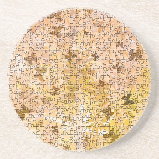 Dessous De Verre En Grès Puzzle Papillons et Daisies-Browns par STaylor (Devant)