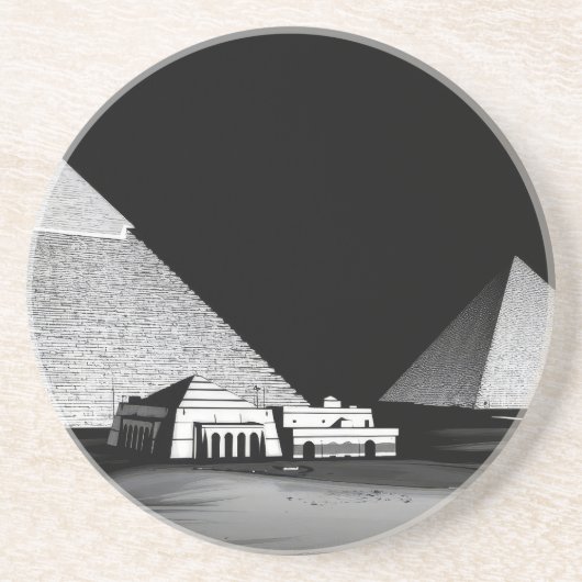 Dessous De Verre En Grès Pyramides noires et blanches (Devant)