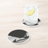 Dessous De Verre En Grès Pyramides noires et blanches (Côté)