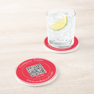 Dessous De Verre En Grès QR Code Simple Bold Red et White Scan Me