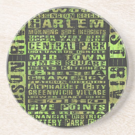 Dessous De Verre En Grès Quartiers de New York Vert (Devant)