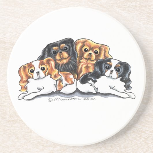 Dessous De Verre En Grès Quatre Cavalier King Charles Spaniels (Devant)